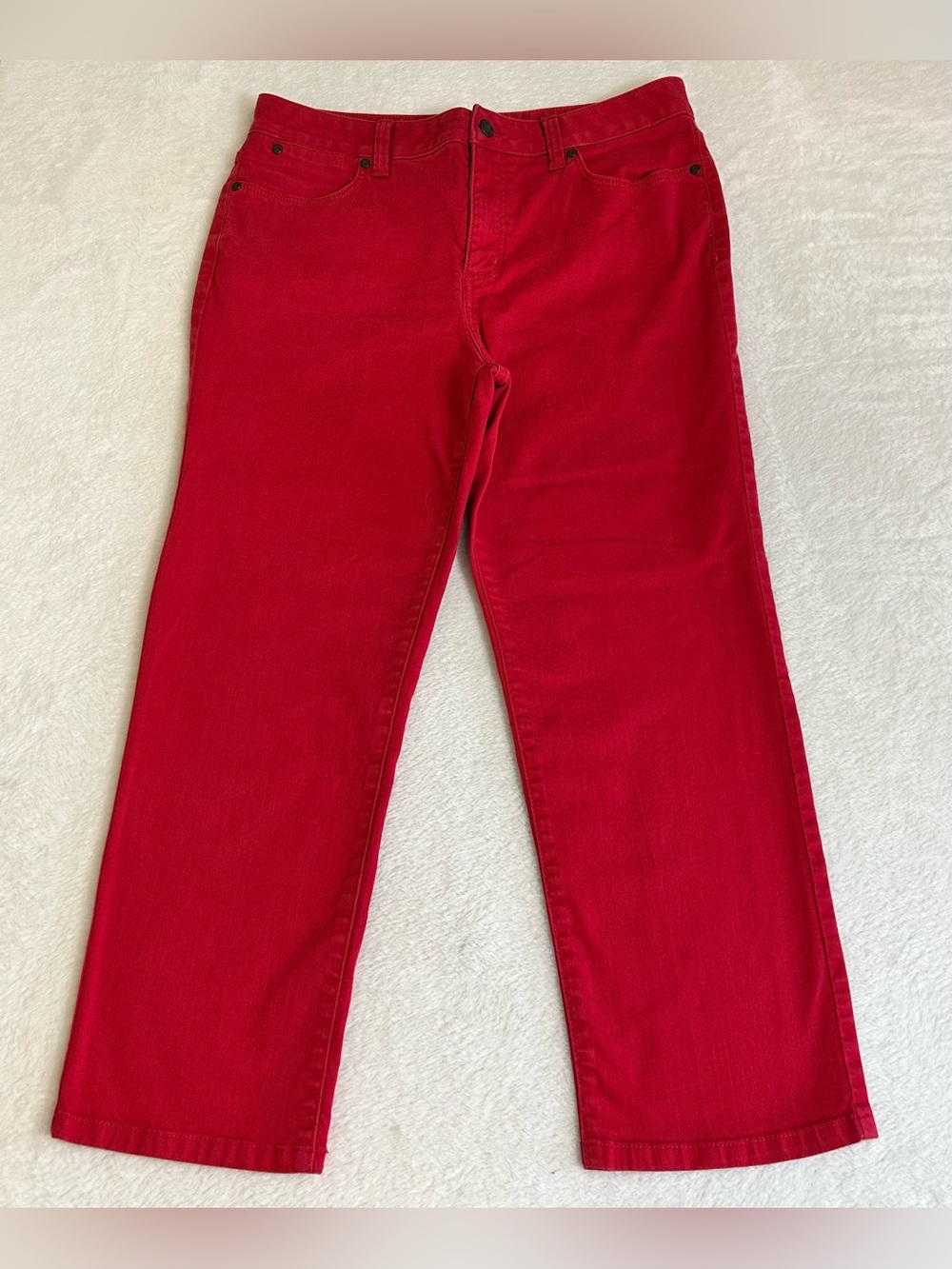 Talbots Women's Jeans Size 12 Red Heritage Denim Stretch Straight Leg Mid Rise